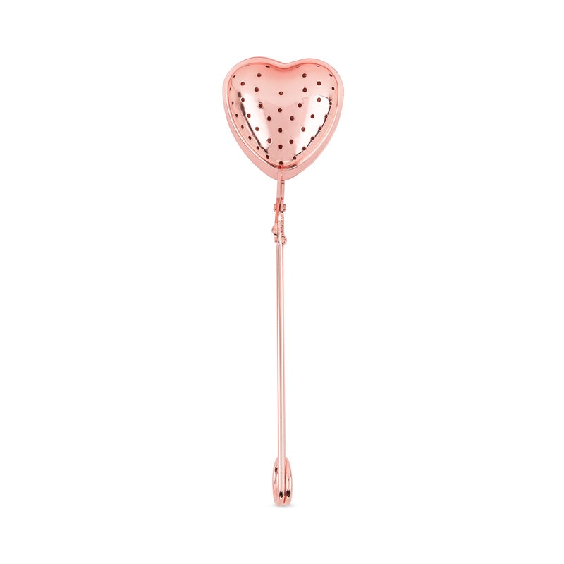 Pinky Up Heart Shaped Tea Ball, Reusable Loose Leaf Tea Infuser, Brew Tea with Ease, Stainless Steel, Rose Gold - Image 1